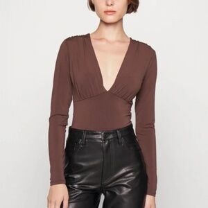 ✨Last Chance✨ Abercrombie & Fitch Long-Sleeve Slinky V-neck Bodysuit in black